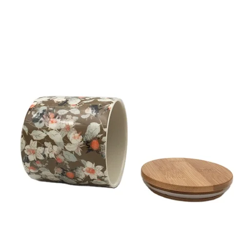 Decoration handmade ceramic canister with lid and rubber seals