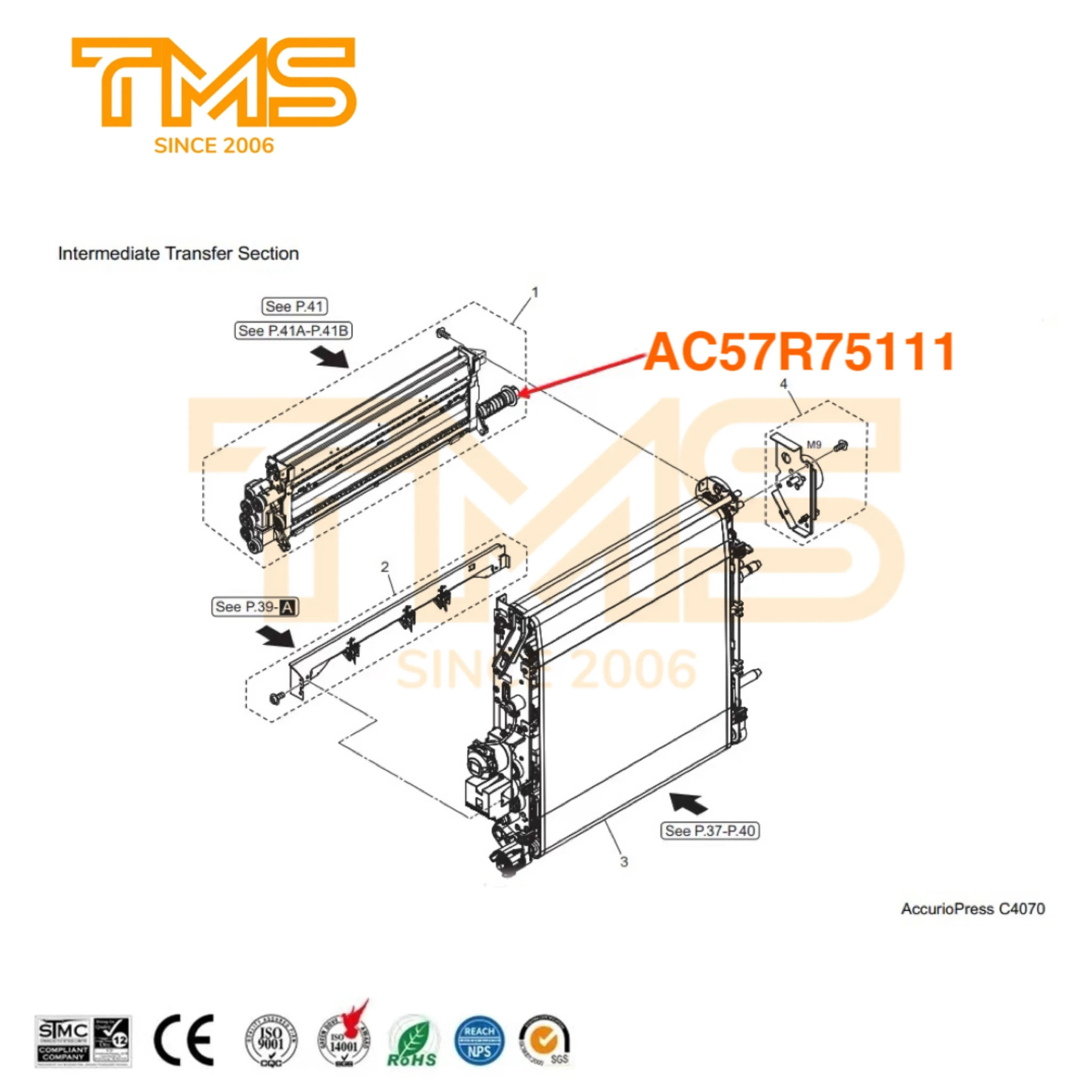 C4065 Original Transfer Belt Cleaning Blade Unit for KONICA MINOLTA PRESS C3070 C4070 C4080 C4065 C4065P TN619 AC57R75111
