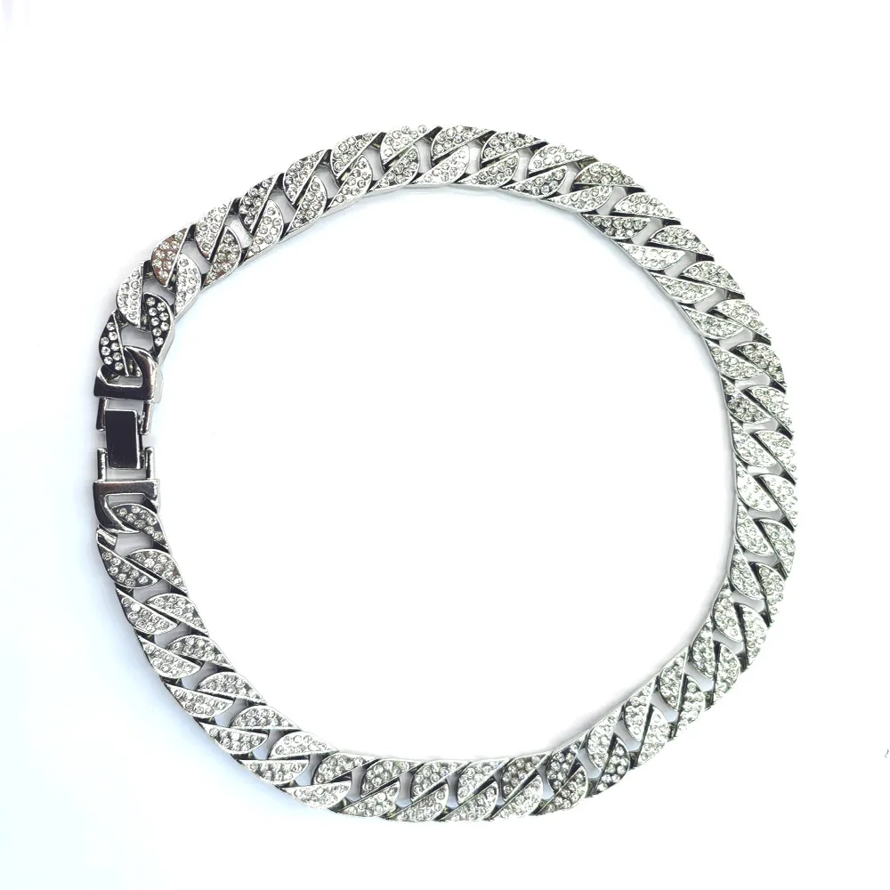 Hip Hop 15mm Cuban Link Chain Iced Out Bling Rhinestone corrente de cubana Fashion Jewelry Wholesale