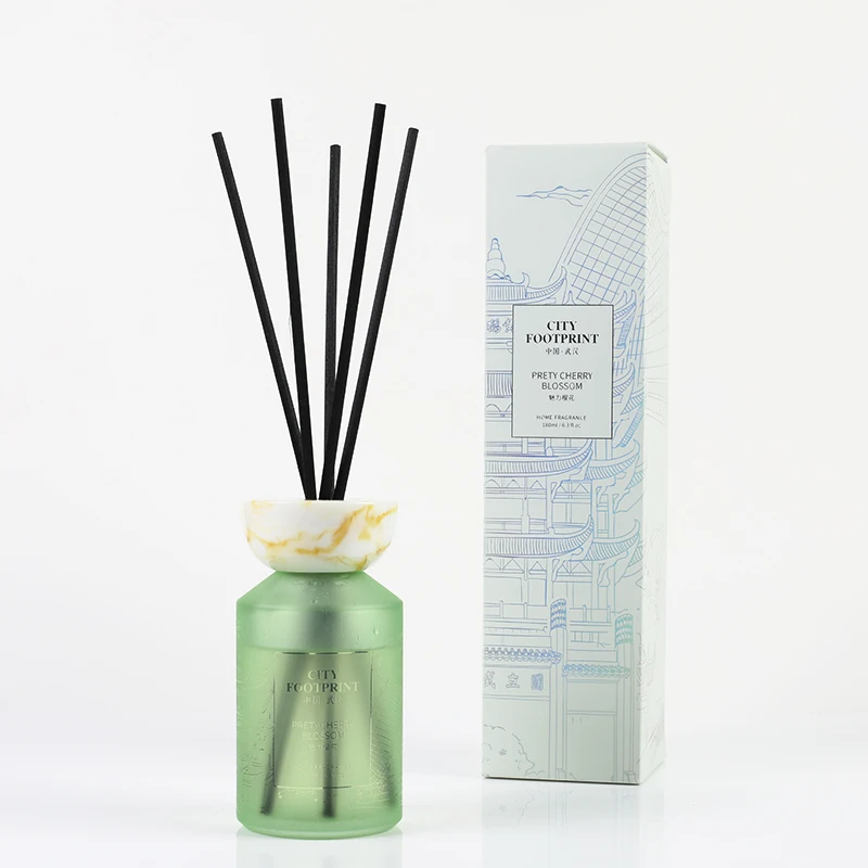 Personalized Fiber Sticks Wood Lid Luxury Aroma Fragrance Reed Diffuser
