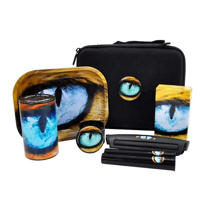 
Tobacco Weed Rolling Tray Set Portable Stash Jar Rolling Kits Accept Logo Pattern Customized 