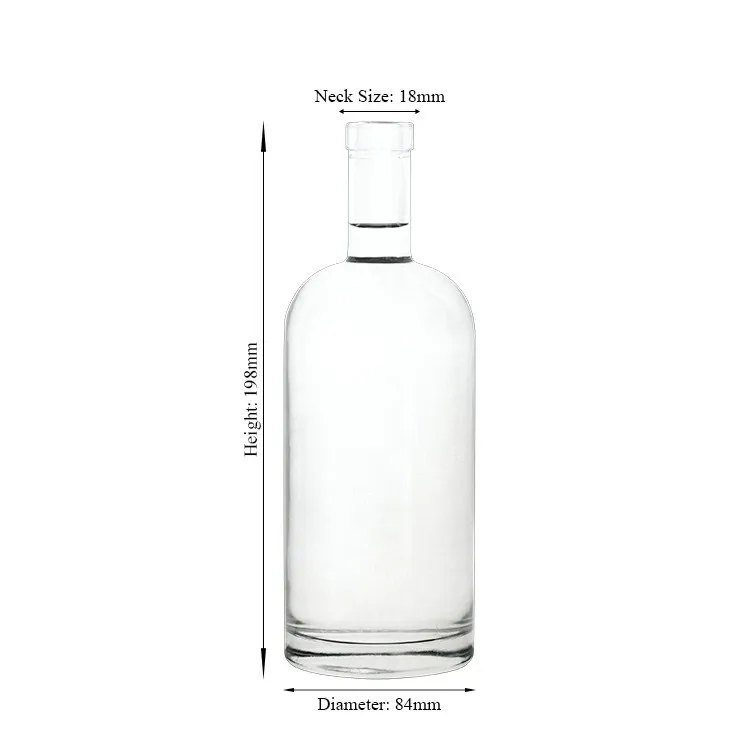 Custom Wholesale Empty High Quality Clear Brandy Tequila Spirit Corkscrew Glass Wine Liquor Bottle With Cork Lids