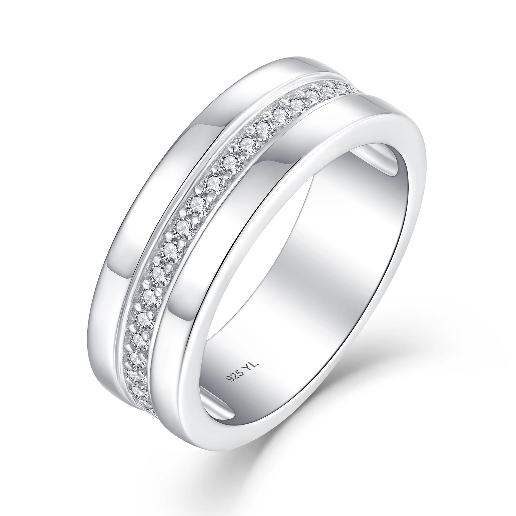 Original Men Ring Jewelry European and American 925 Sterling Silver with Circular White Zircon CLASSIC Engagement Ring