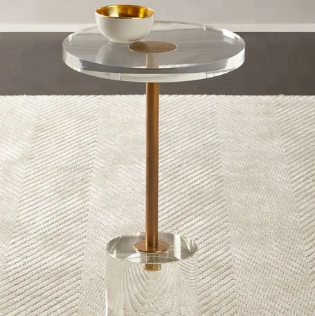 YaQi Modern Design High Quality Clear Acrylic and Brass Martini Side Table