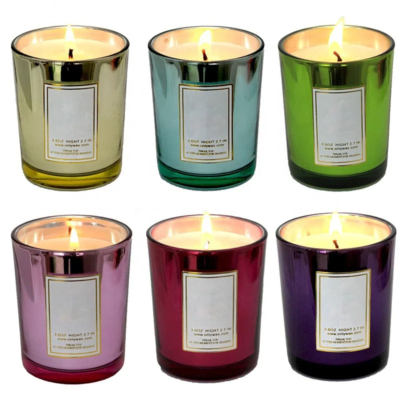 6 Pack Electroplating Colorful Jar Candle Gift Set