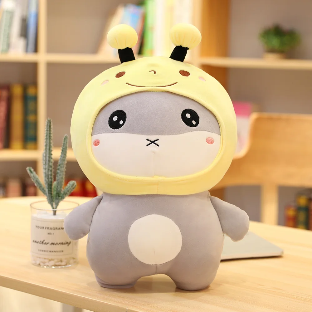 New Cute Plush Toy Transformable Bed Doll Soft  Plush Doll With Rabbit and Pig Hat hamster Plush Toys Wearing Hats