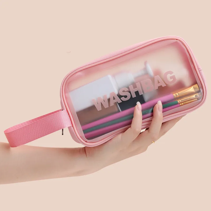 Low Moq wholesale Pu waterproof Cosmetic Pouch bag Large Capacity toiletry bag Clear PVC Bath makeup organizer Bag