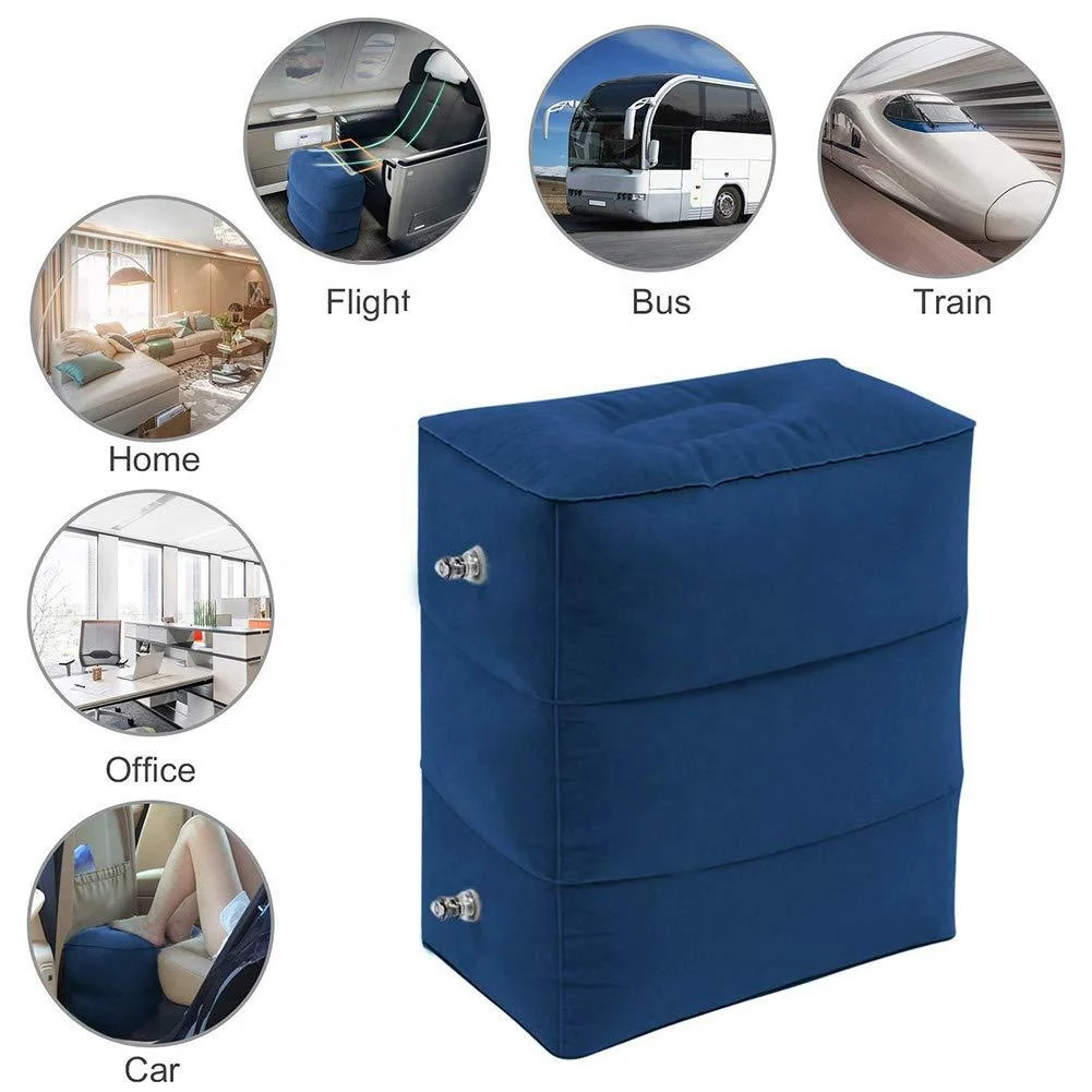 Adjustable Height 3- Layer Travel Leg Rest Pillow For Home Office Inflatable Foot Rest Pillow For Travel Airplane Bed For Kids