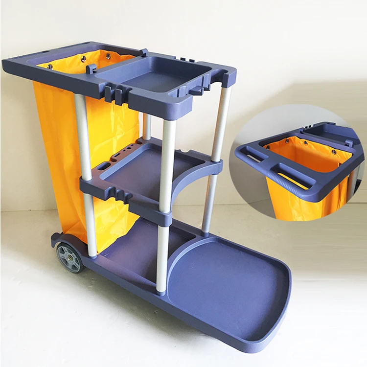 
Multipurpose Hotel Hall Room Office Service Cleaning Cart Trolley Clean Shelves Bank Corridor 
