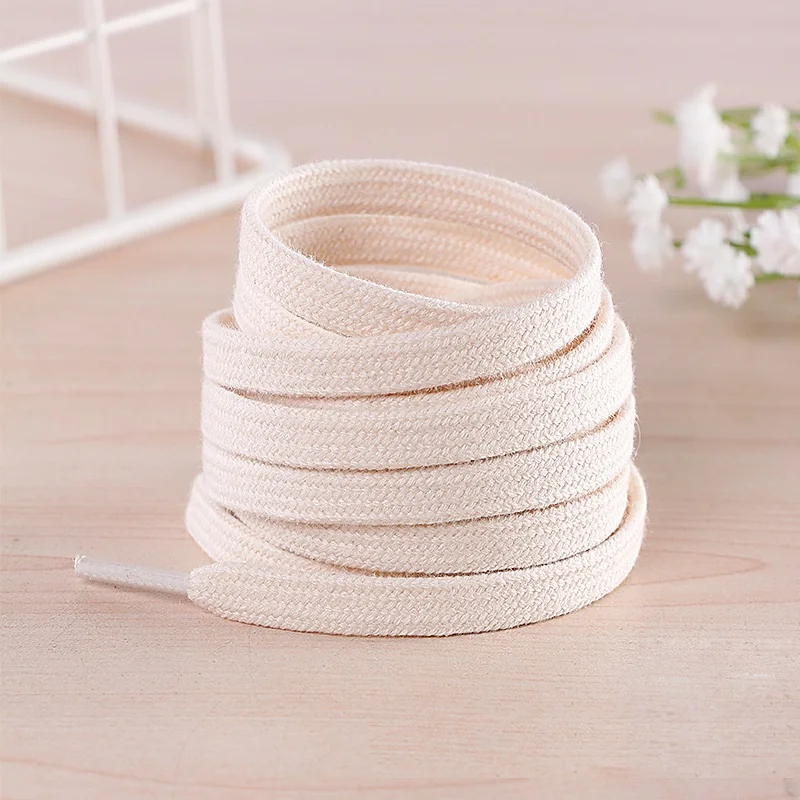 8MM  Wide Thick Sneaker Replacement Shoe Laces solid classic retro thicken cotton fabric flat shoelaces