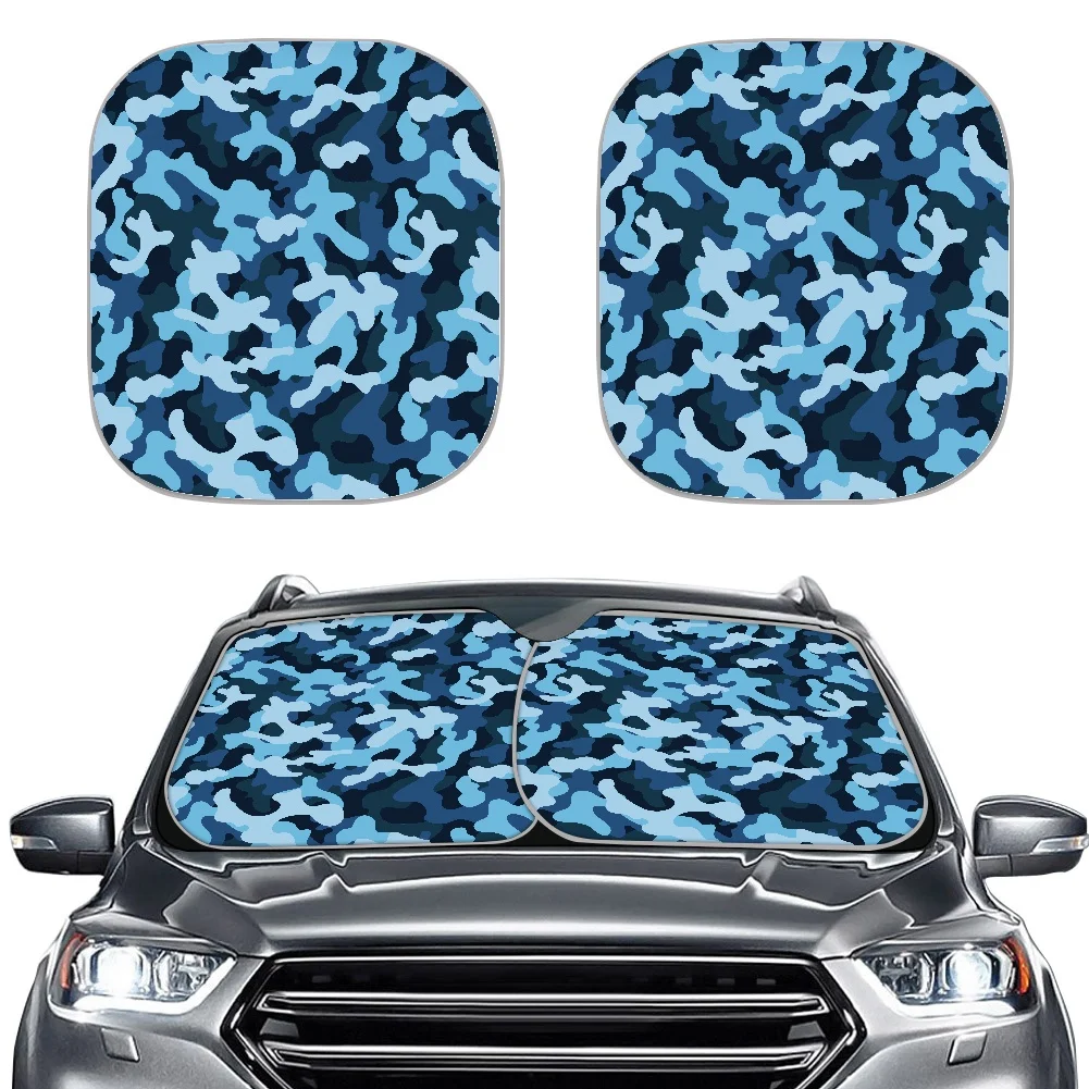 Wholesales Front Car Window Sunshade Military Warm Blood Camouflage Pattern Printed Visor 2-piece Auto Car Windshield Sunshades