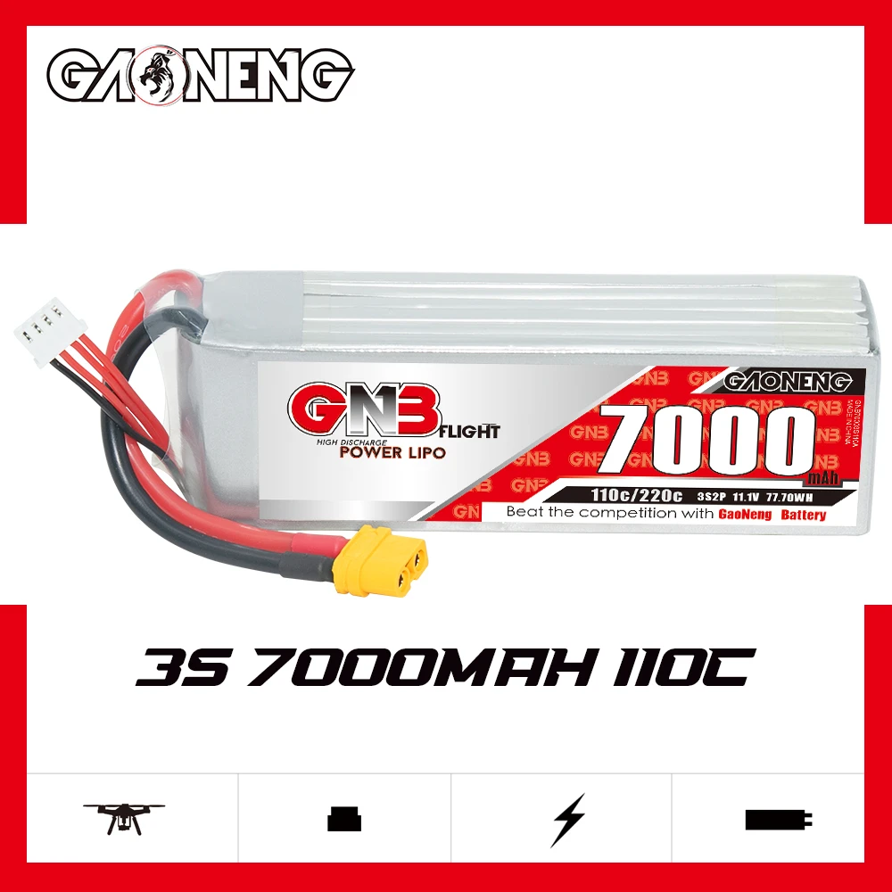 GAONENG GNB 7000mAh 3S 11.1V 110C XT90 RC LiPo Battery FPV Drone Large Scale Plane Helicopter RC Cars Hobbyies