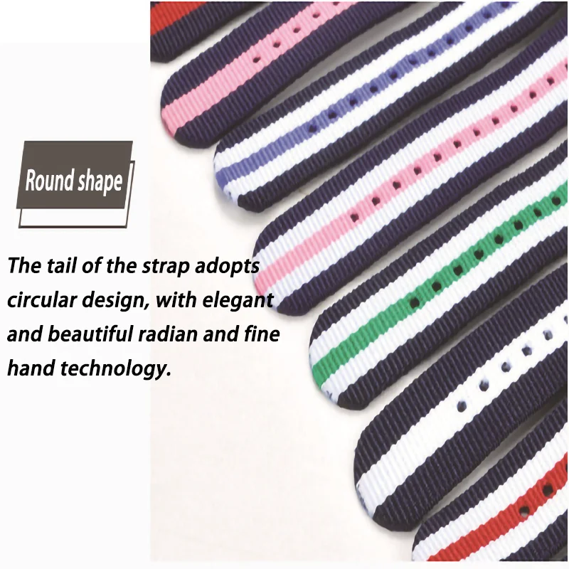Customized models watch band three rings pin buckle comfortable bracelet pure nylon watch strap