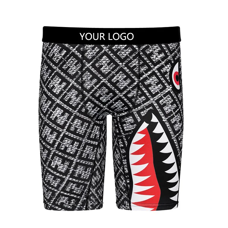 Спортивные шорты с логотипом на заказ, сексуальные мужские быстросохнущие удлиненные боксеры для мужчин, нижнее белье с принтом