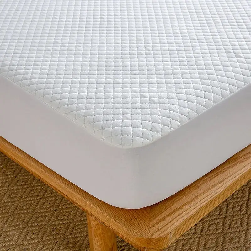 Double Waterproof 100% Cotton Mattress Protector Solid Pattern Fitted with Deep Pocket Organic and for Home or Hotel Use
