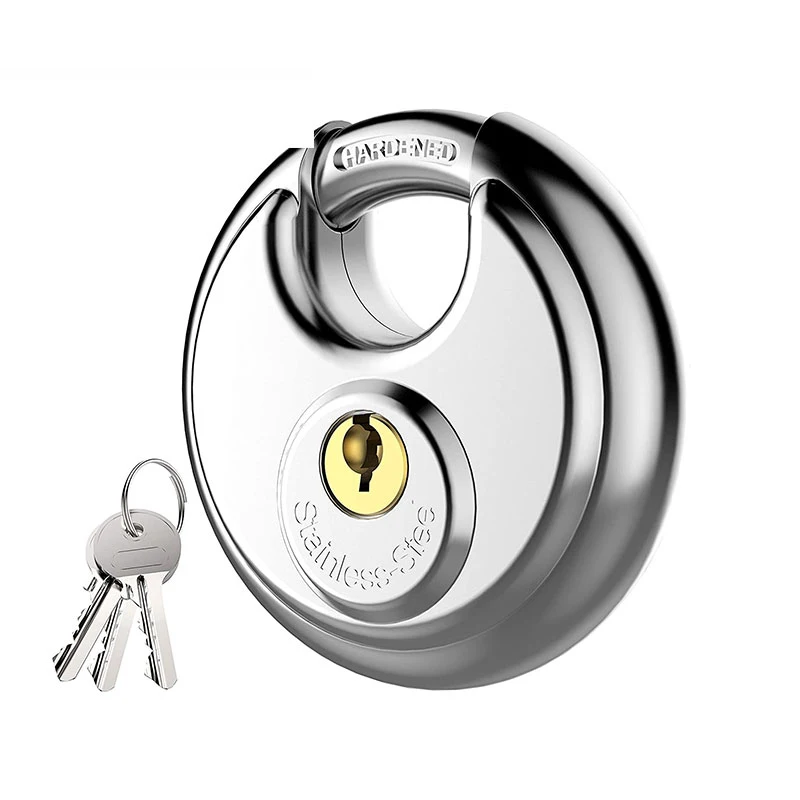 Amazon candado Disc Locks Heavy Padlock Solid SS Disc Padlock Heavy Duty High Safety Pad Locks Anti-theft Stainless Steel Round