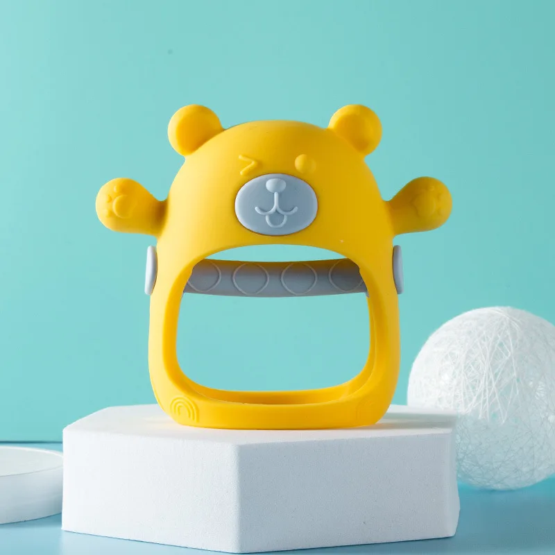 YDS Food Grade Silicone Cartoon Animal Design BearShape Baby Hand Teether Soft Teething Mitt Gloves Toys