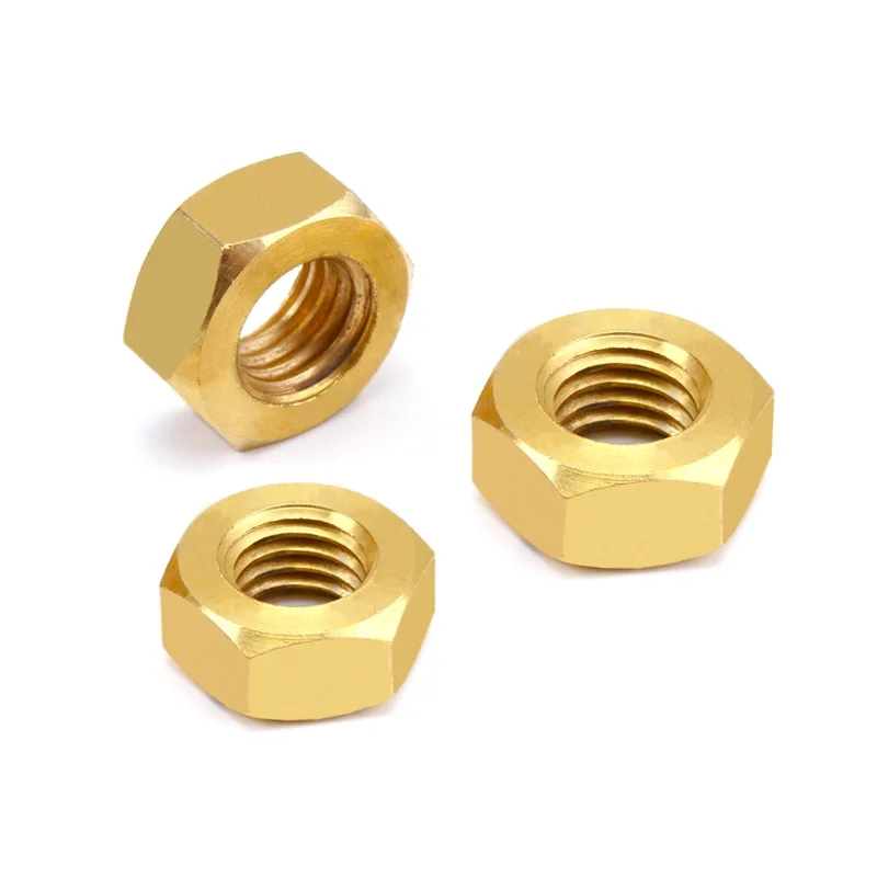 DIN934 Brass Copper Hex Hexagonal Nut M1.6 - M16 Screw Bolt Nuts Hardware Fastener