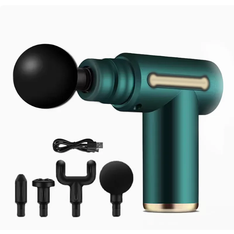 Mini Body Massage Gun Strong Vibration 6 Gears 4 Massage Heads Electric Portable Fascia Gun Long Standby Deep Tissue Gun Massage