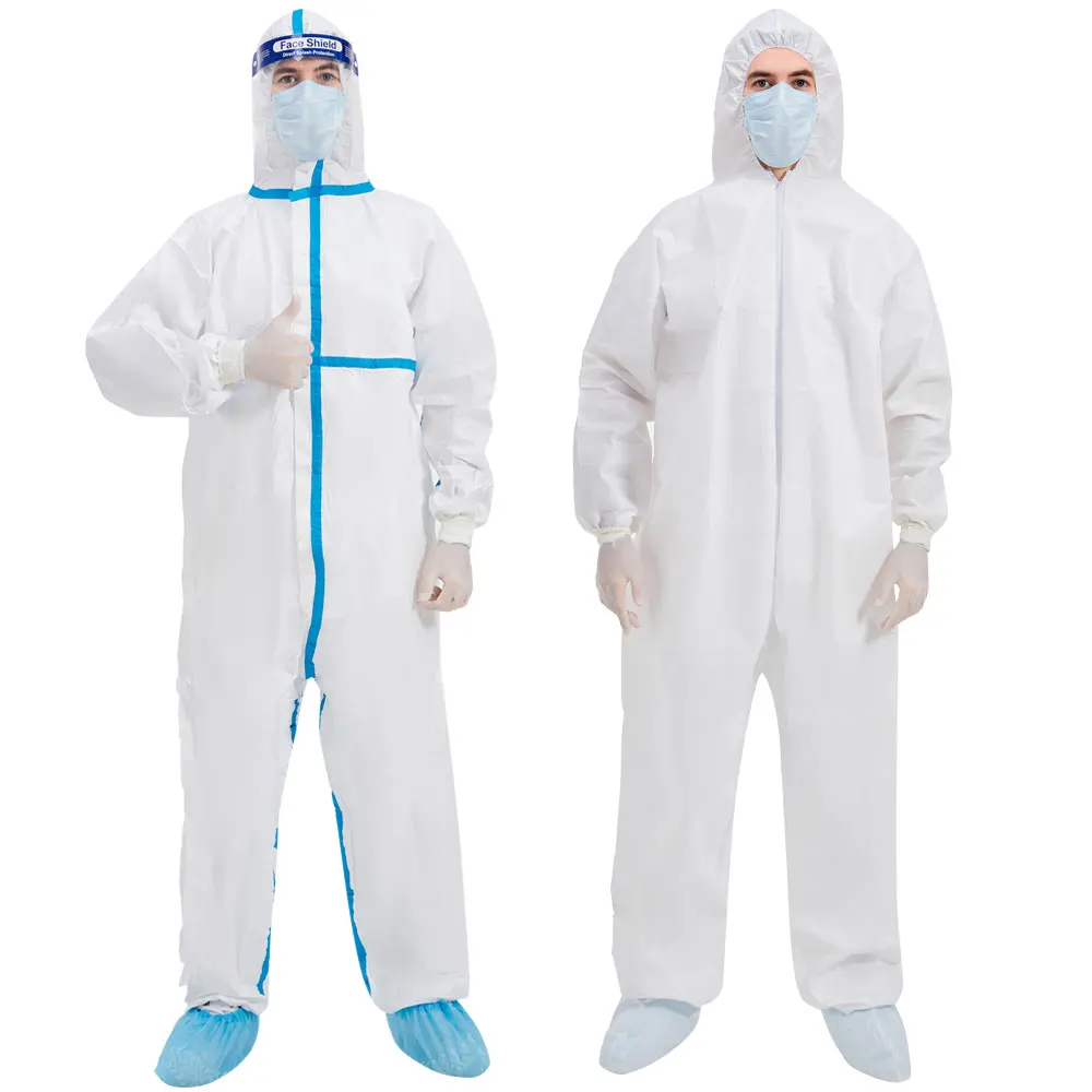 In Stock Waterproof plastic overalls Men Microporous Workshop Coverall Disposable Nonwoven Protection Coverall
