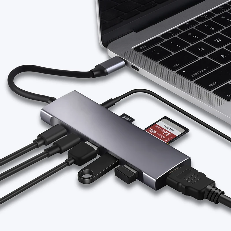 USB C концентратор 9 в 1 адаптер 4K HD-MI зарядный 3 0 SD/устройство для считывания с tf-карт 5 мм Gigabit Ethernet док-станции
