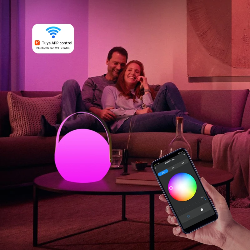 Smart Home Light Rechargeable Outdoor Garden Waterproof USB Rechargeable RGBW LED Tuya APP Voice Control Cordless Table Lamp