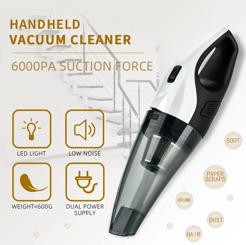 3 in 1 low noise Wireless and wired car handy cleaning High Suction 12V 7.4V mini portable handheld car vacuum cleaner Cordless