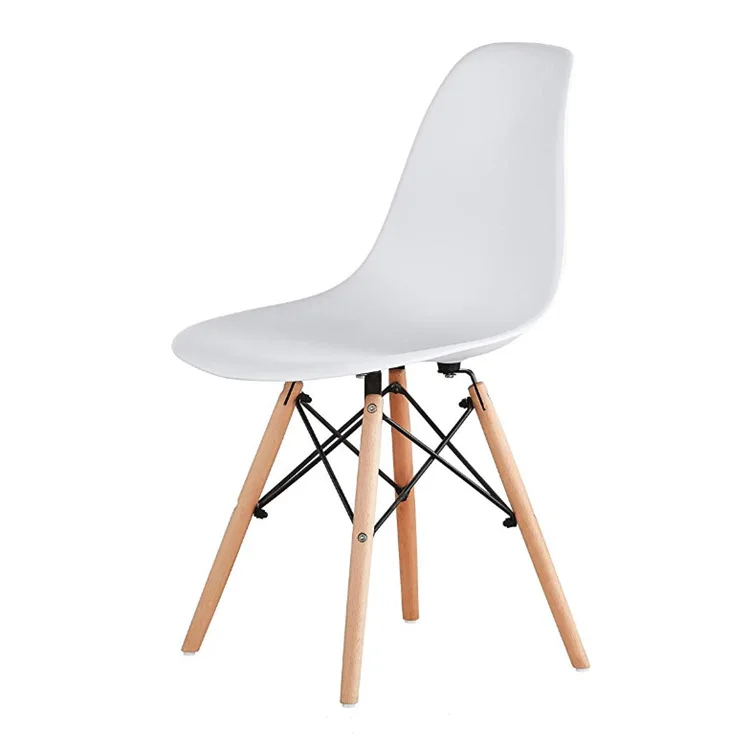 Wholesale home living dining room restaurant plastic chair with solid wood legs