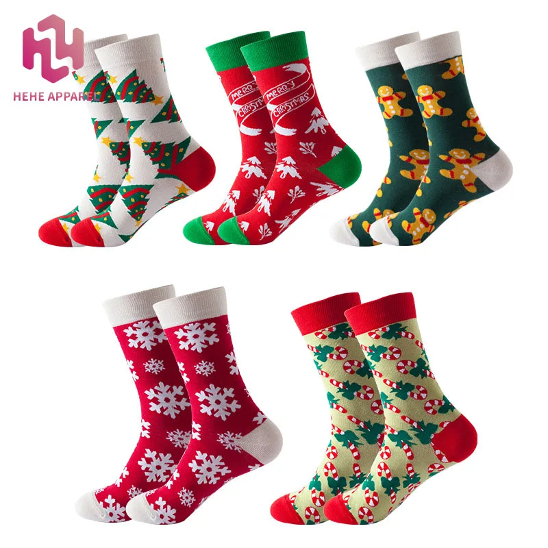 2021 new female ins style Christmas in-tube cross-border Christmas socks