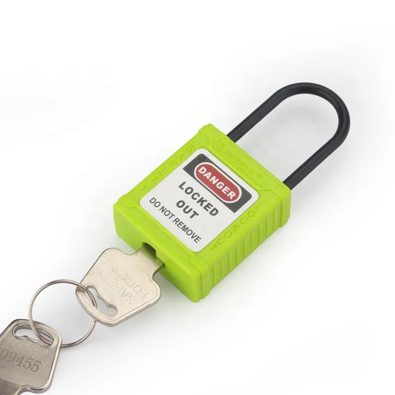 Insulated nylon safety padlock with a (4mm) nylon shackle and key retaining function to Overhaul of lockout-tagout equipment