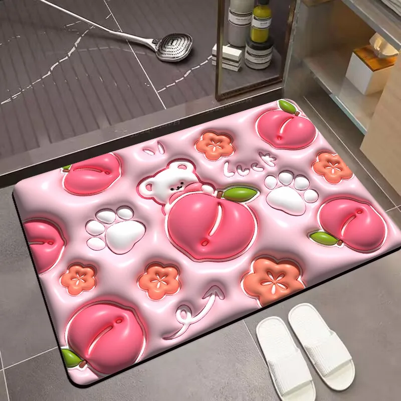 Newest Fruit Printed Home Bathroom Mat Non-slip Pebble Carpets Absorbent Lavatory Bedroom Floor Toilet Mat
