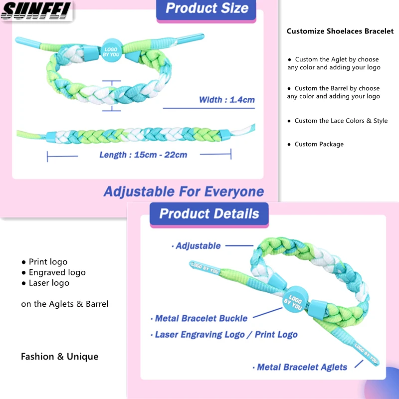 iRun Popular Sports Wristband Polyester Multi-Color Handmade Braided Rope Basketball Shoes Laces Cord Bracelet