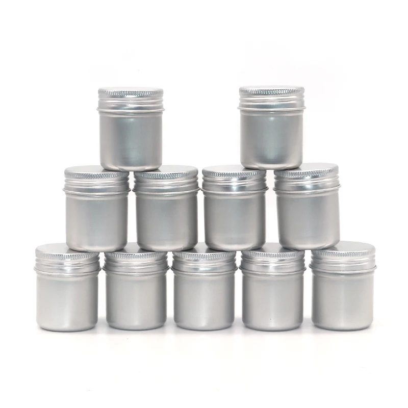 round screw lid cosmetic cream silver aluminum jars tin container metal packaging cans waterproof aluminum enclosure box