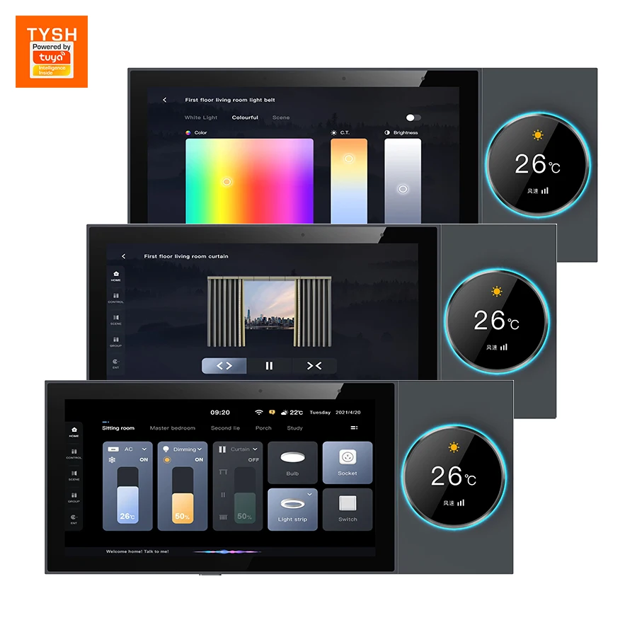 TYSH 6 Inch Automation Tuya Smart Home Control Panel With Smart Life App Multi-function Touch Screen Zigbee Hub Gateway