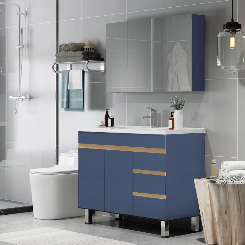 Modern Bathroom Furniture Set Waterproof WPC Particleboard Mirror Storage Bathroom Vanity Cabinet Shelf melamine furniture