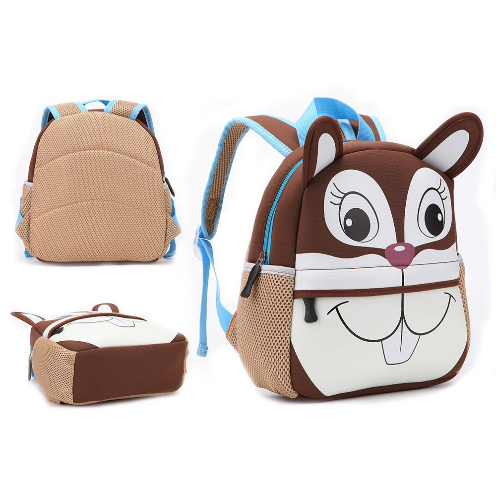 Cheap Price Fashionable Custom Neoprene Cartoon 3D Kids Zoo Animal Backpack