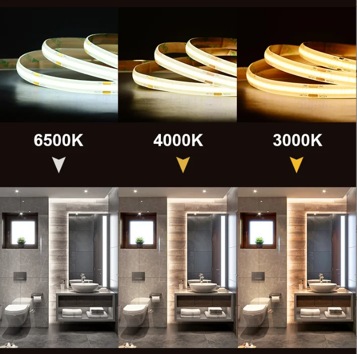 8mm Wide 480LEDs/m Dc12v 24v Free Cuttable 12v Led Strip IP20 IP65 IP67 IP68 Led Cob Strip Light