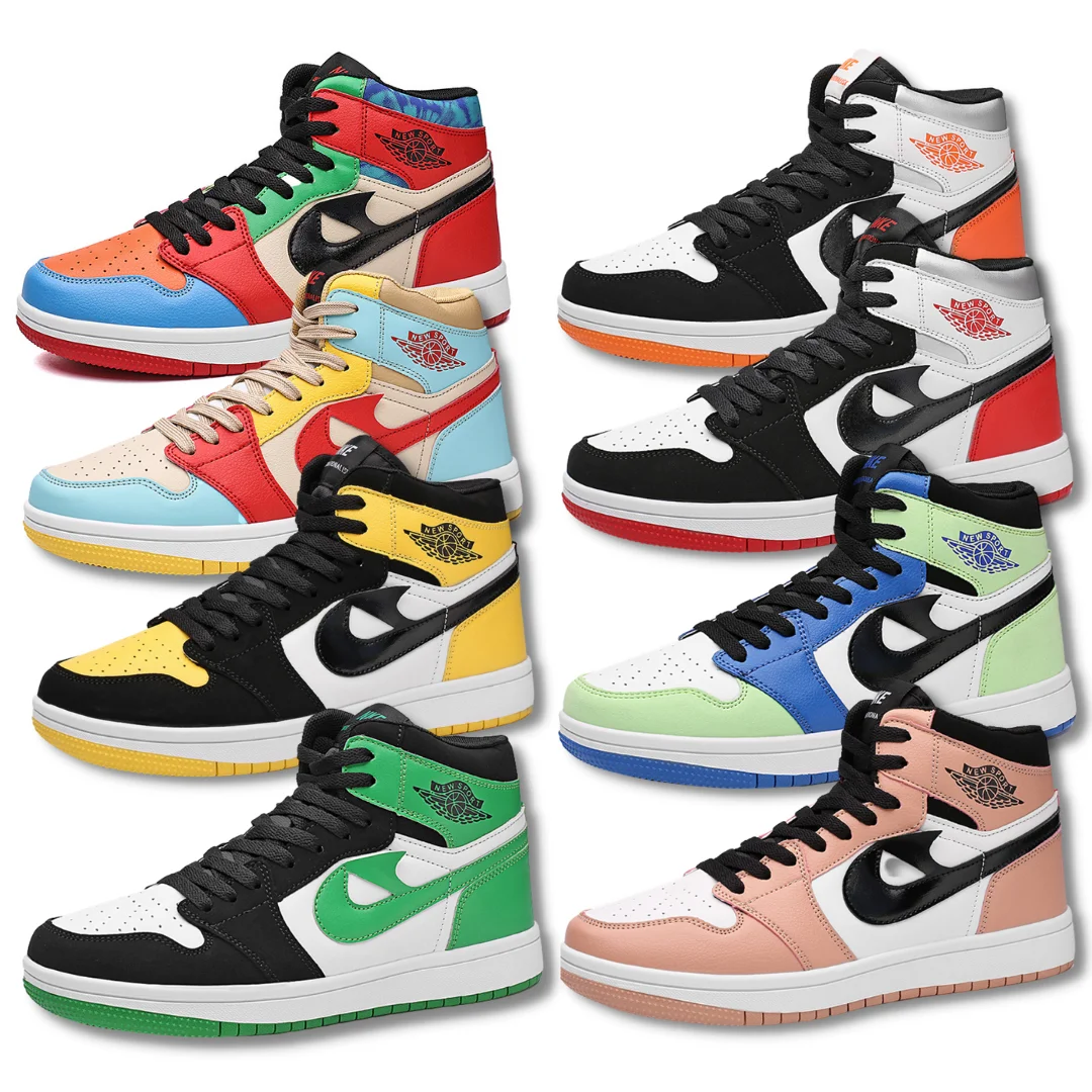 New Trendy Unisex College Style Boot Trainer Plain Sport Fashion af 1 High Top Sneakers Shoes for men women University Blue Col