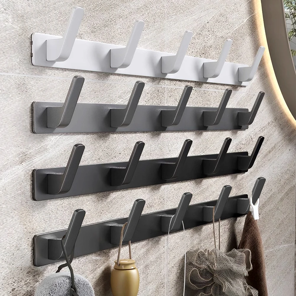 Bargain price Wall Mounted Coat Rack  bathroom accessories Aluminum Towel Robe Hook Hanger for Clothes Row Hooks
