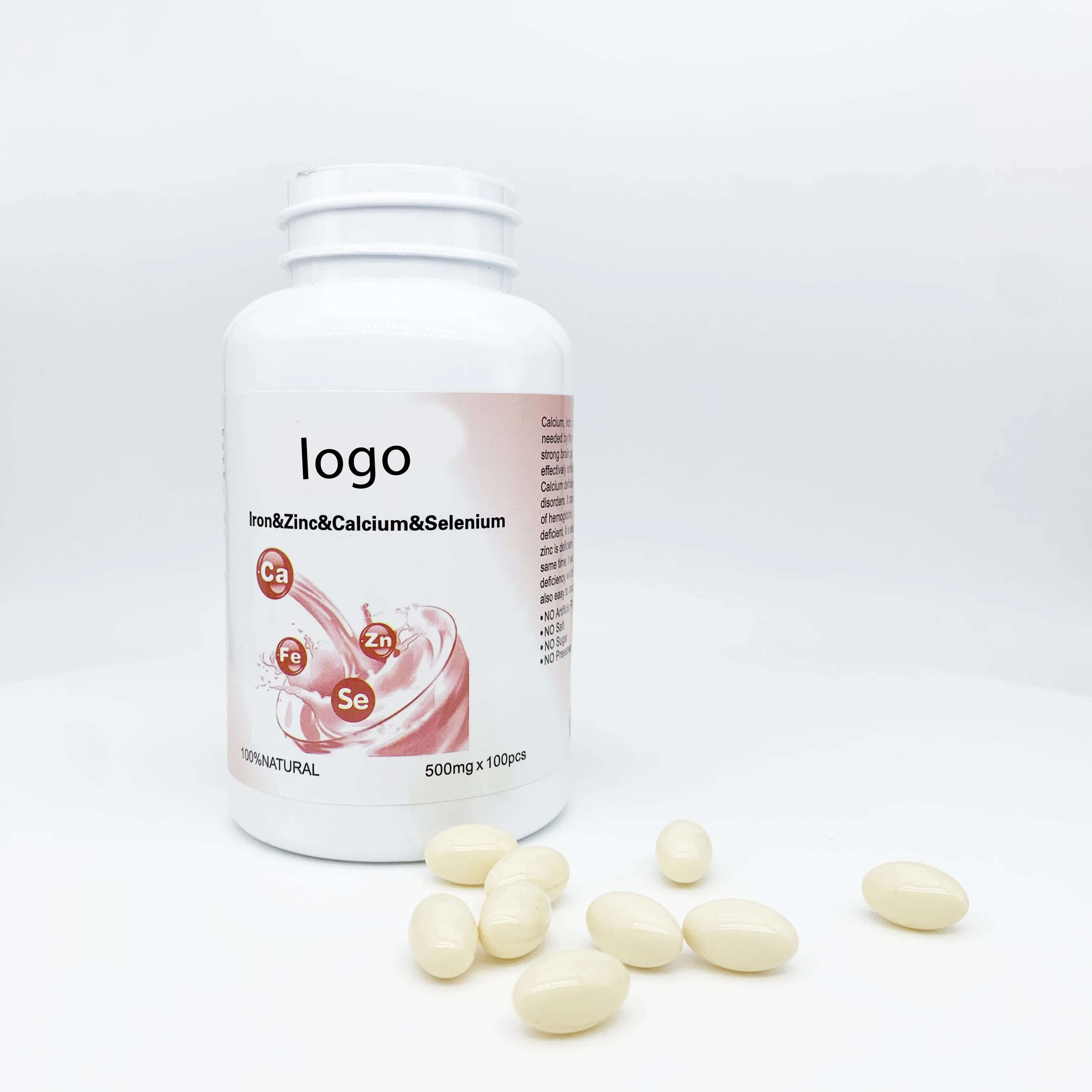 OEM Customized lron Zinc Calcium Selenium Tablet Whitening Skin Care Enhances Immunity Supplement Herbal Supplement zinc softgel