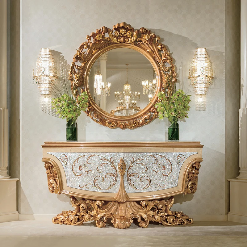 
 AMF9135 Античная окрашенная мебель итальянский дизайн консольный стол с зеркалом  