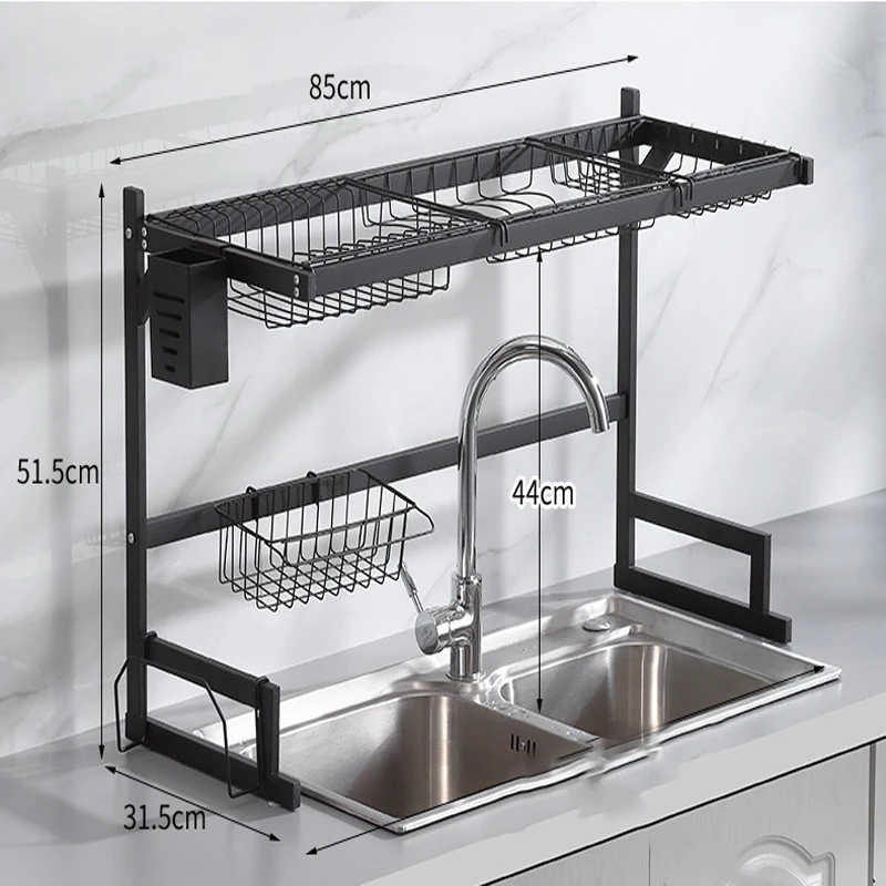 2023 Hot Selling Kitchen Cabinet Plate Holder Shelf Bowls Racks Carbon Steel Sink Dish  Storage Rack