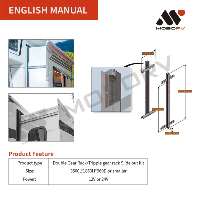 2025 MOBORV Lippert RV Slide out system for Class B Motorhome part electric mechanism system for camping car camper