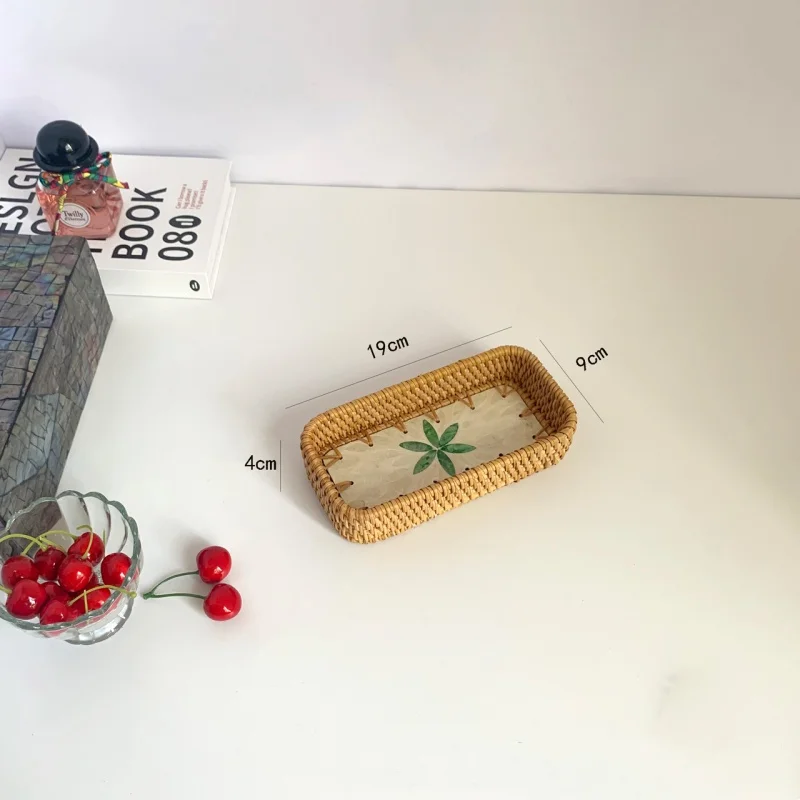 Bamboo Rattan And MOP Dessert Serving Tray With Deluxe Quality Square Shape Food Serving Tray By Home Arts