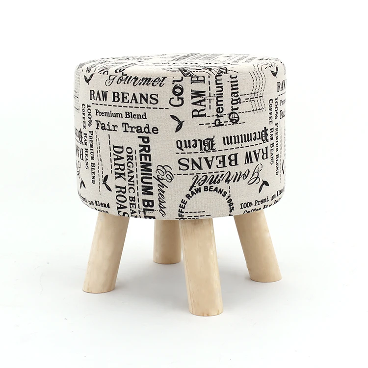 Stool Manufacturer Comfortable Four Wooden Legs Wood Customized Living Room Furniture Home Stool & Ottoman Modern Round Shaped