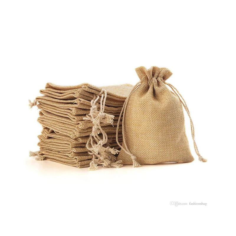 Оптовая продажа, подарки, натуральный льняной джутовый мешок, биоразлагаемые мешки для подарка, экологически чистый натуральный джутовый мешок, маленькие мешочки, мешочек