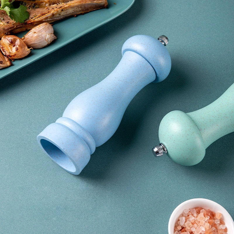 6 inch Wheat Straw Pepper Grinder Salt Grinder Refillable Salt wheat Stalk Pepper Grinder Mill Wood with Ceramic Grinding Core