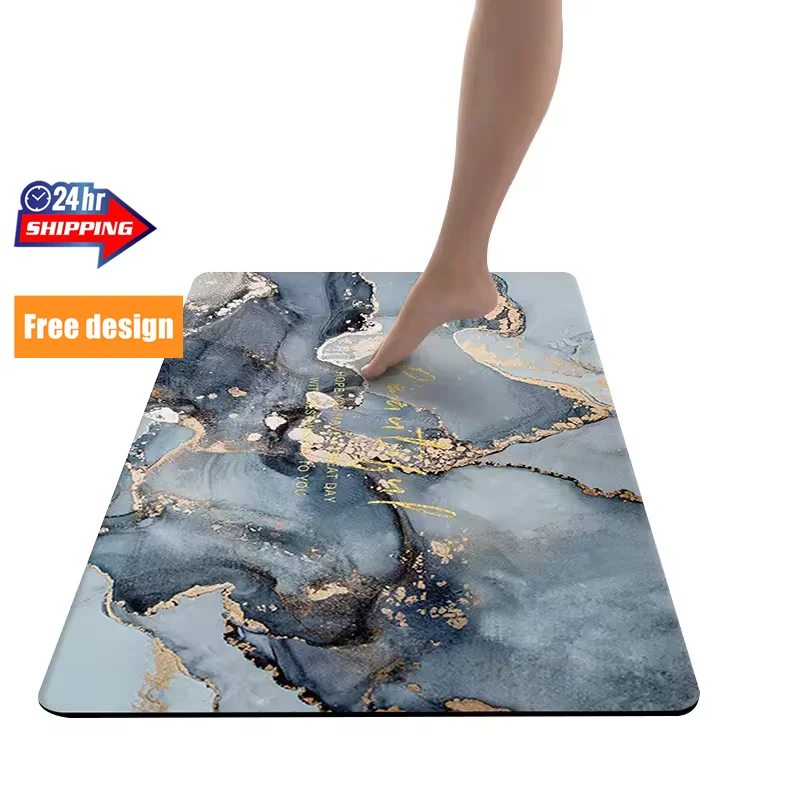 New Design quick dry  kitchen door rug bathroom mat   water absorbent diatomite non slip bath mats