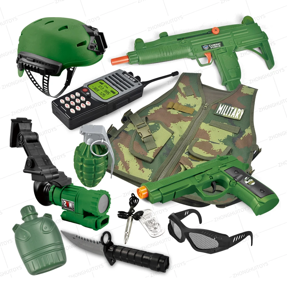 Popular Army Toy Kids Activity Military Pretend Play Toys Set 11PCS Educational Role Play Game Set Plastic Army Toy For Kids