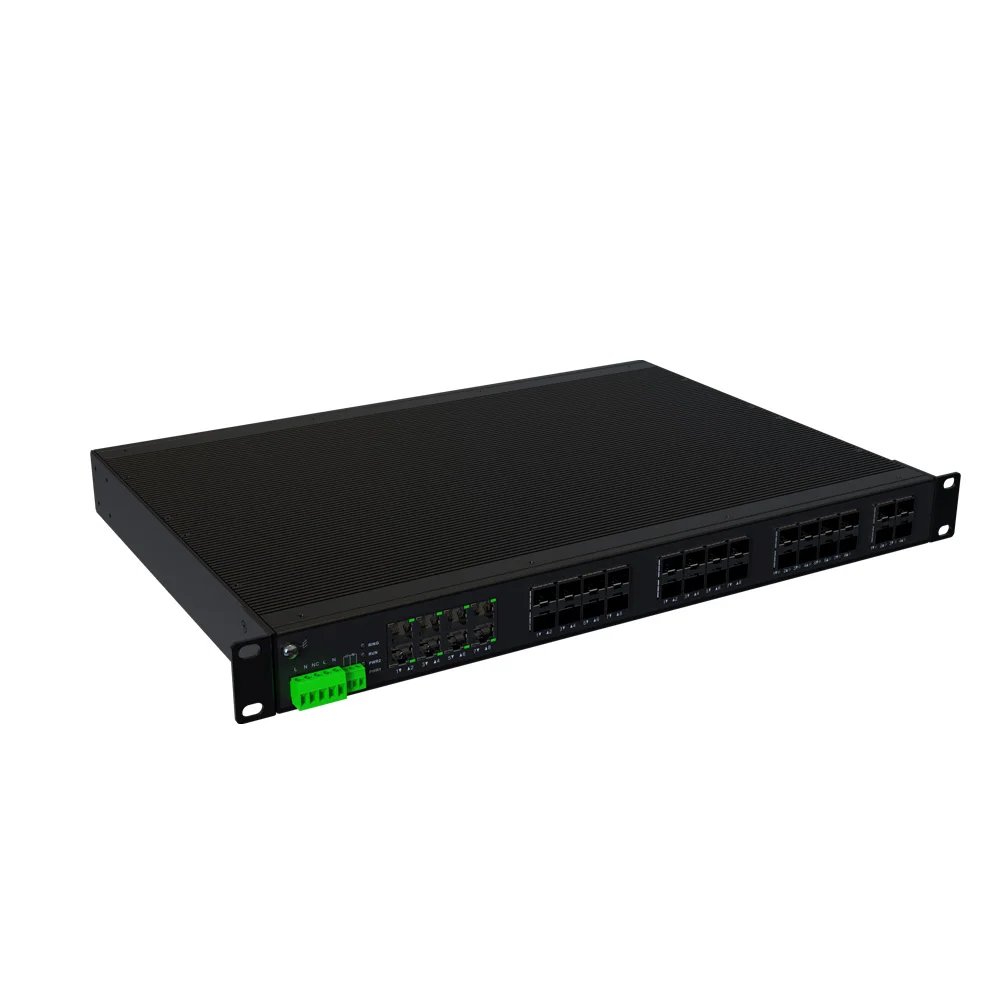 1U  36 Port 85-265VAC Redundant Dual Inputs 1000M 24 SFP 8 RJ45 4 SFP+L3 Layer 10G Industrial Ethernet Network Switch
